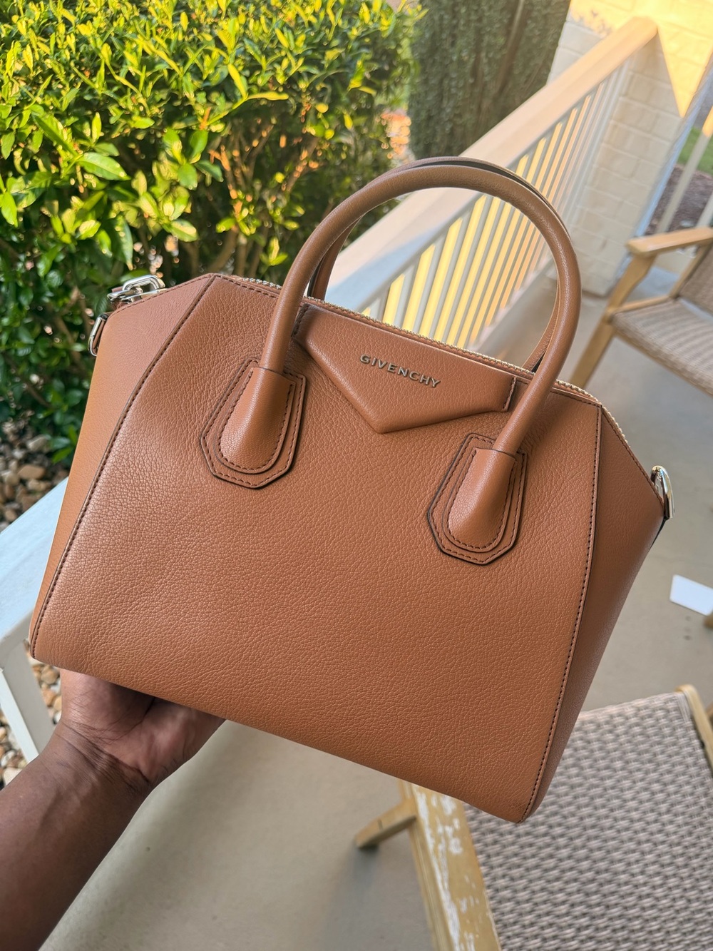 NWT Givenchy Tan Leather Satchel with Detachable Strap